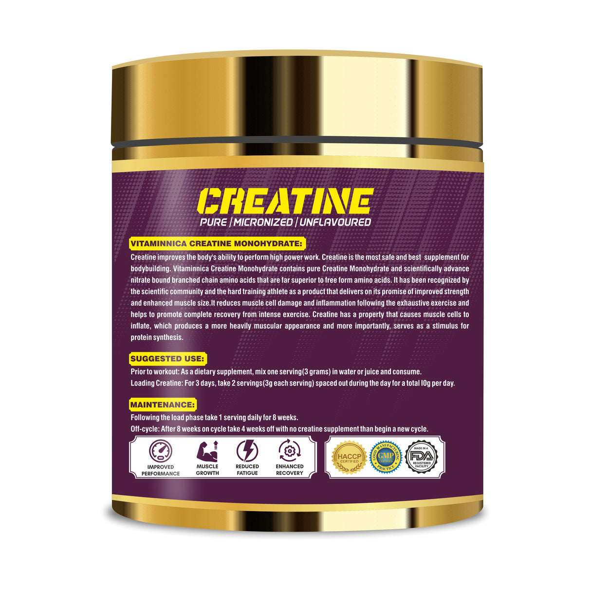 Vitaminnica Creatine Monohydrate - Unflavoured 100 servings 300gms