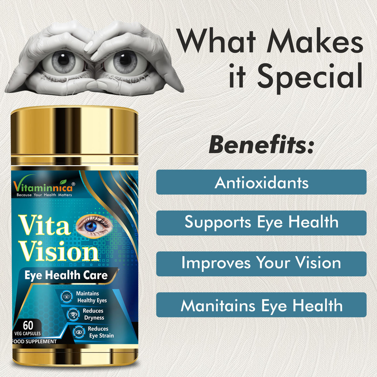 Vitaminnica Vita Vision – Erhalten Sie gesunde Augen – 60 Kapseln