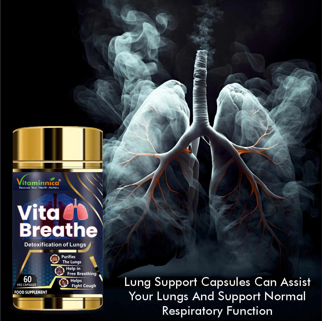 Joints + Lungs Detox Bundle- Vitaminnica Magnesium Bisglycinate+ Curcumin+ Vita Breathe- 180 Capsules