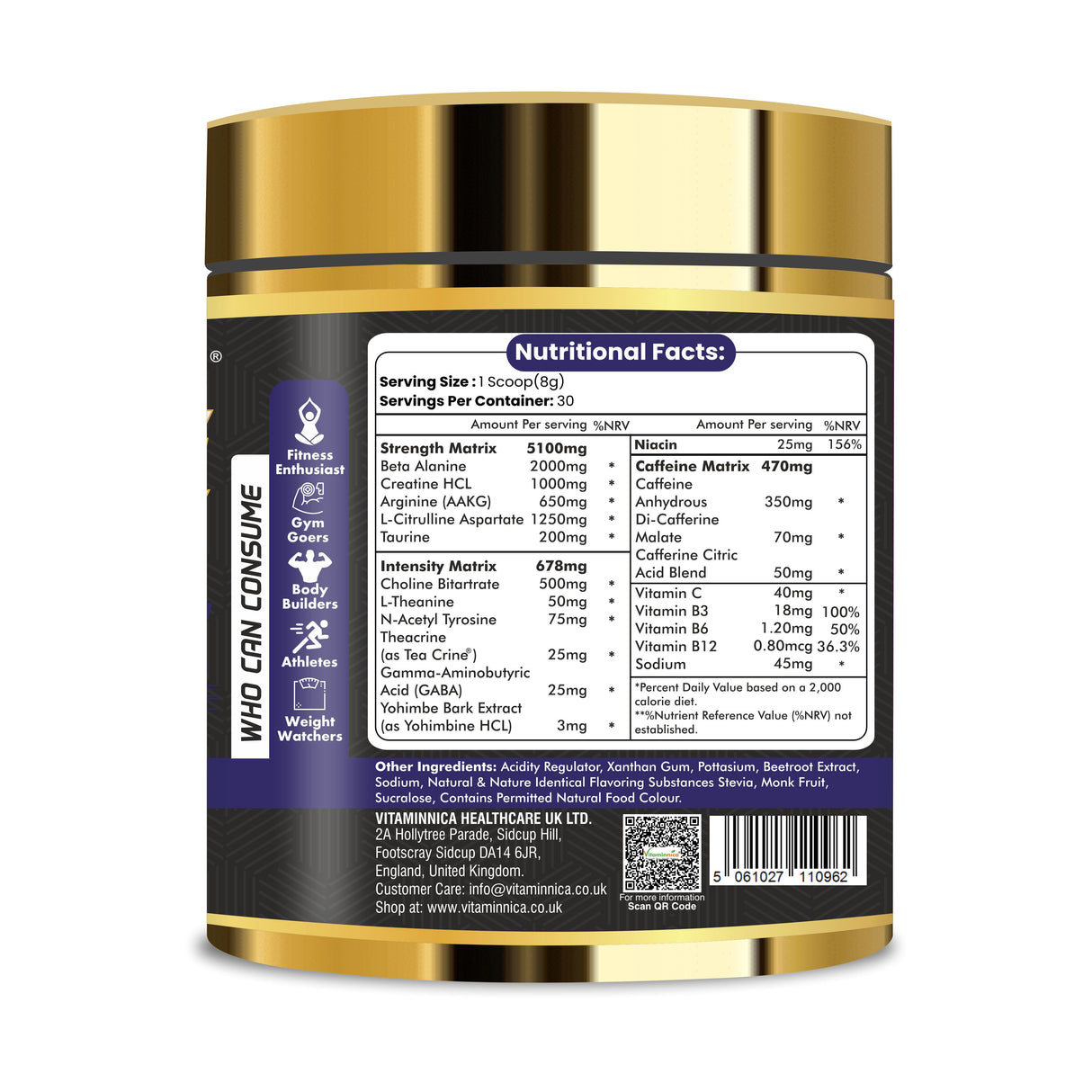 Vitaminnica Battle Zone Pre-workout- 240gms 30 servings