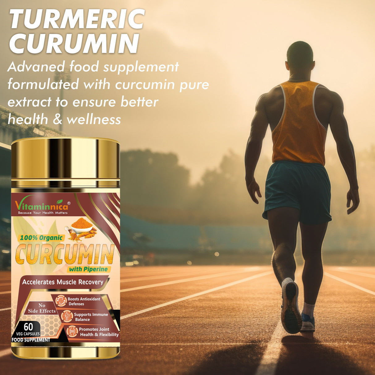 Vitaminnica Curcumin mit Piperin – Bessere Gelenkgesundheit – 60 Kapseln