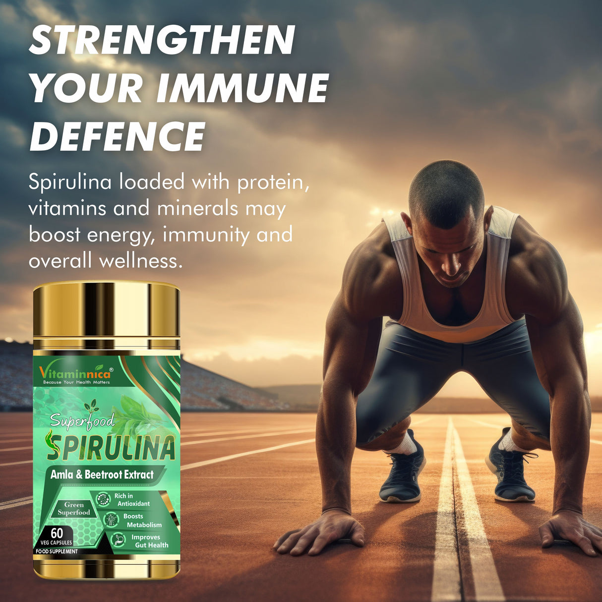 Vitaminnica Spirulina Super Green Foods – 60 Kapseln