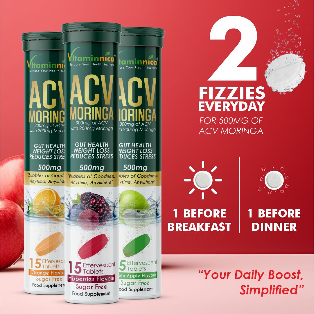 Vitaminnica ACV Moringa Effervescent- 15 Tablets | Supports Digestion, Detox & Weight Management
