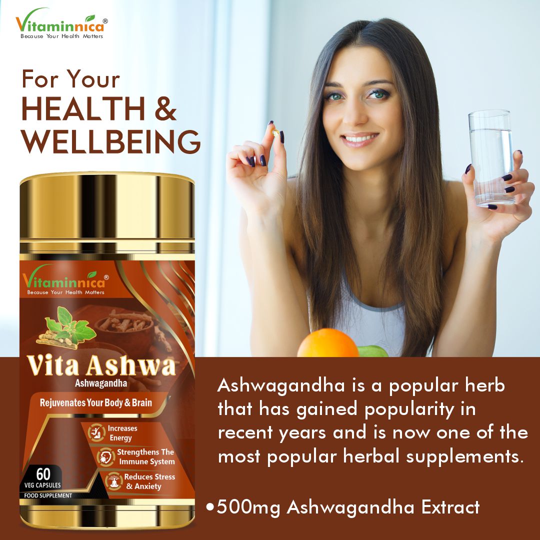 Vitaminnica Vita Ashwa- Ashwagandha 500mg- Rejuvenates your Body- 60 Capsules