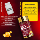 Vitaminnica Vitamin B12 180 Tablets – High Strength Energy & Fatigue Support Supplement – Nervous System, Red Blood Cell Formation & Immune Health