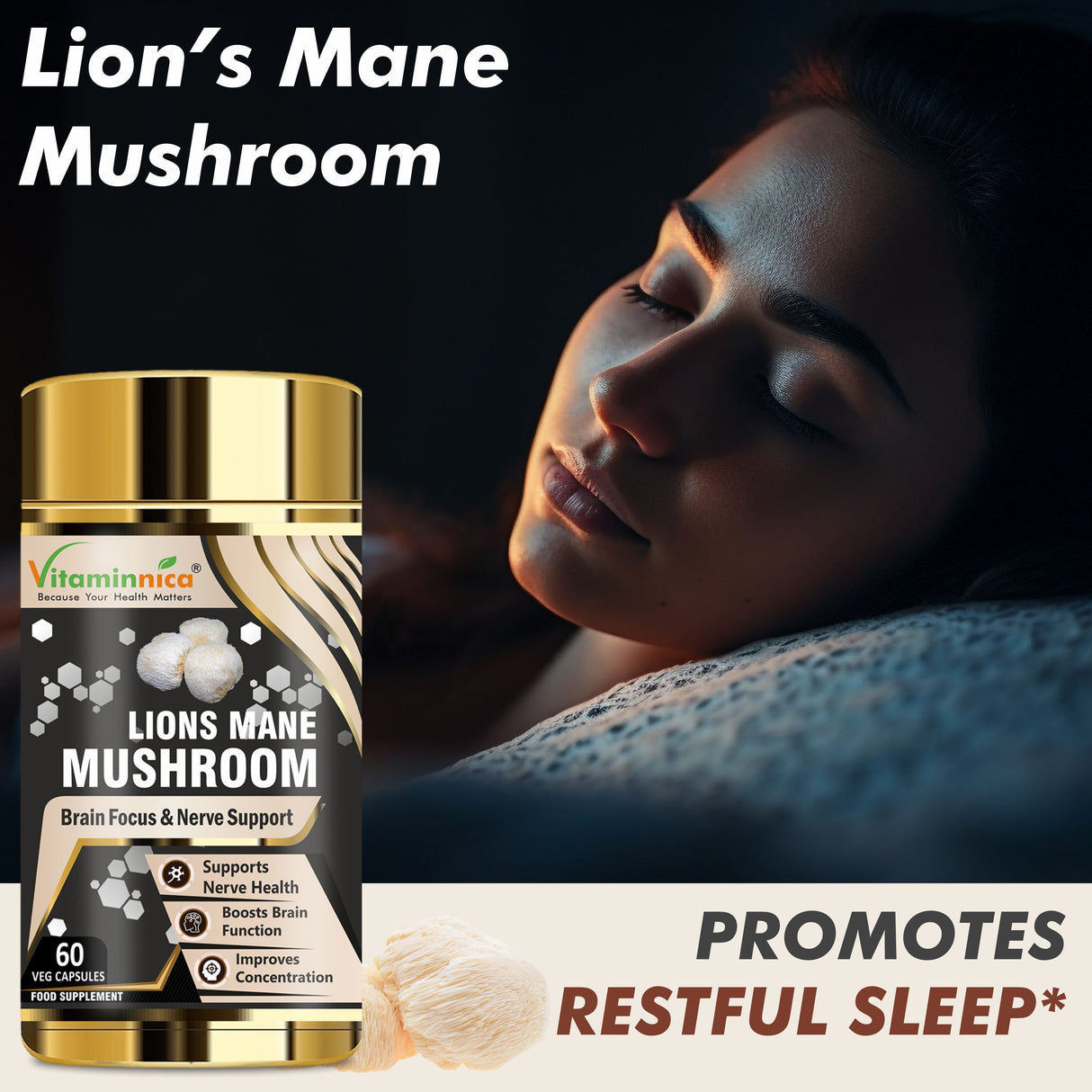Vitaminnica Lion's Mane Mushroom- 60 Capsules