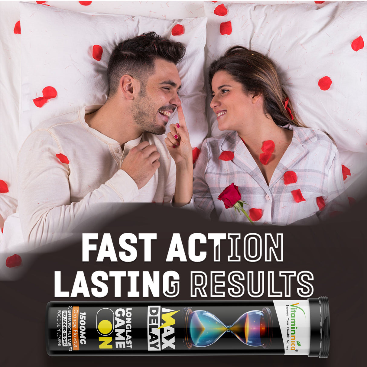 Vitaminnica Max Delay Effervescent Tablets Orange Flavour – Buy 2 Get 1 Free | Stamina, Endurance, Vitality & Sexual Wellness Support | Vegan, Sugar Free