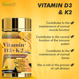 Vitaminnica Vitamin D3+K2 - Improves Bone Health- 60 Capsules