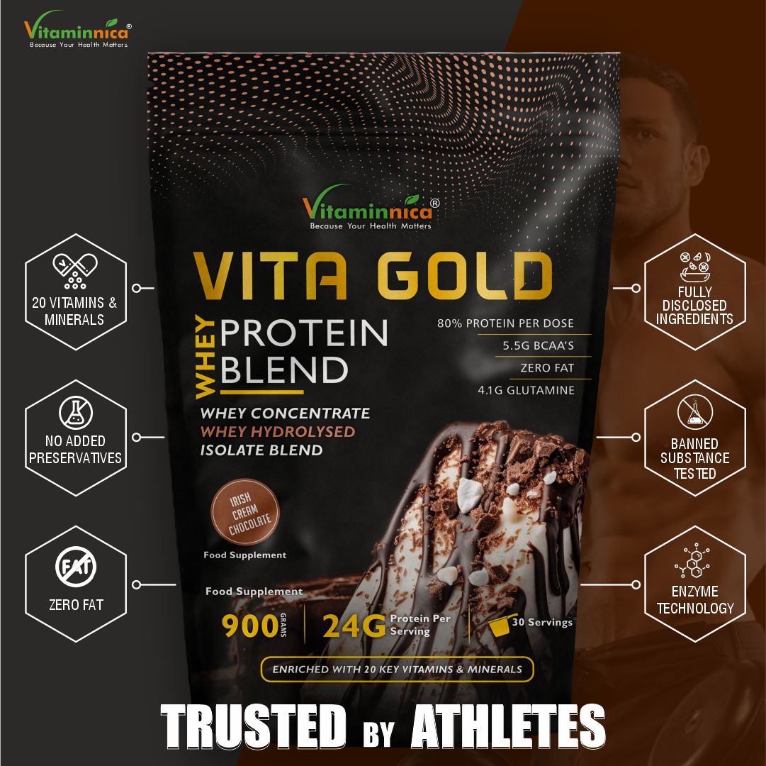 Vitaminnica Vita Gold Whey Protein - Irish Cholocate Flavour| 900gms