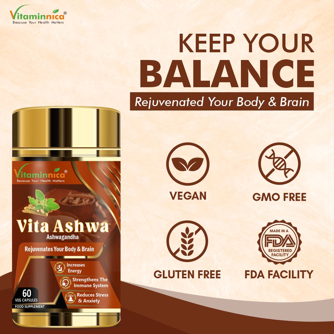 Vitaminnica Vita Ashwa – Ashwagandha 500 mg – verjüngt Ihren Körper – 60 Kapseln