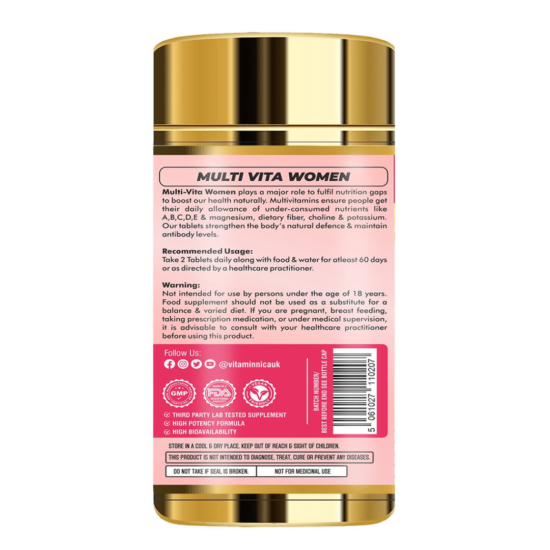 Vitaminnica Multi Vita Women (Multivitamine) – Verbessert das Energieniveau – 60 Tabletten