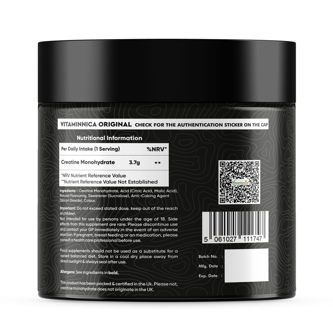 Vitaminnica Pure Creatine Monohydrate Powder- 33 Servings High Strength Formula for Men & Women | Premium Pre Post Workout Fitness Shake Supplement