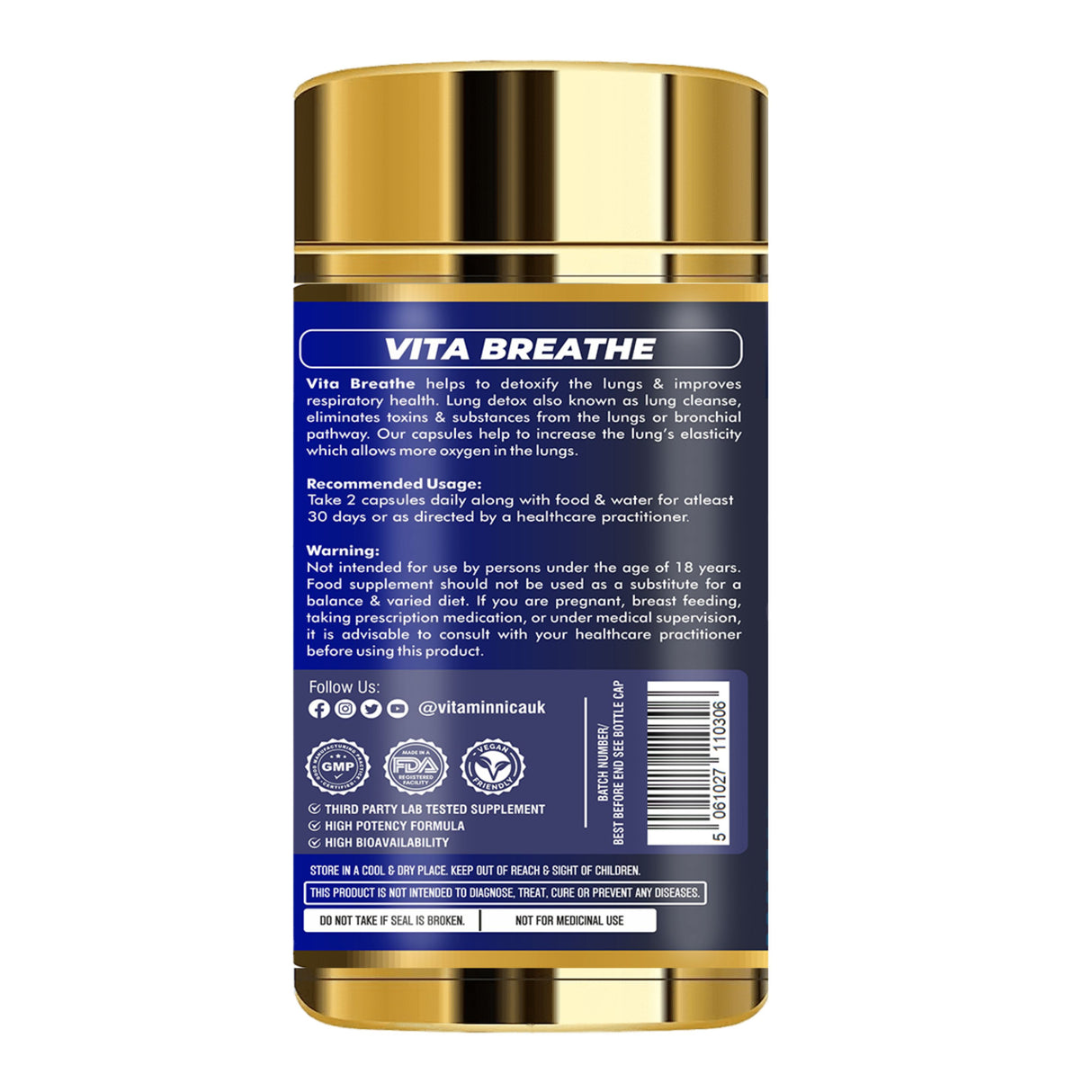 Vitaminnica Vita Breathe: Entgiftung der Lungengesundheit – 60 Kapseln