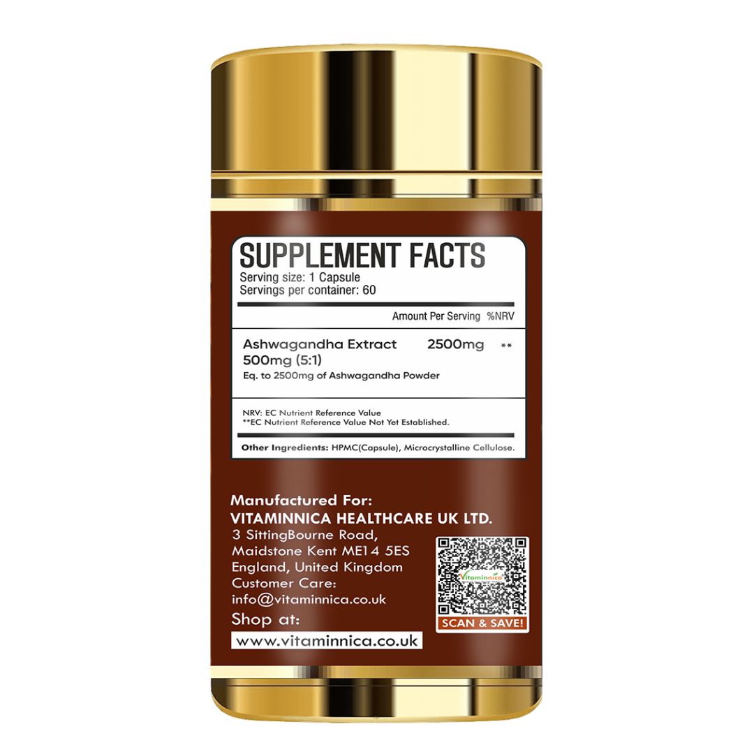 Vitaminnica Vita Ashwa – Ashwagandha 500 mg – verjüngt Ihren Körper – 60 Kapseln