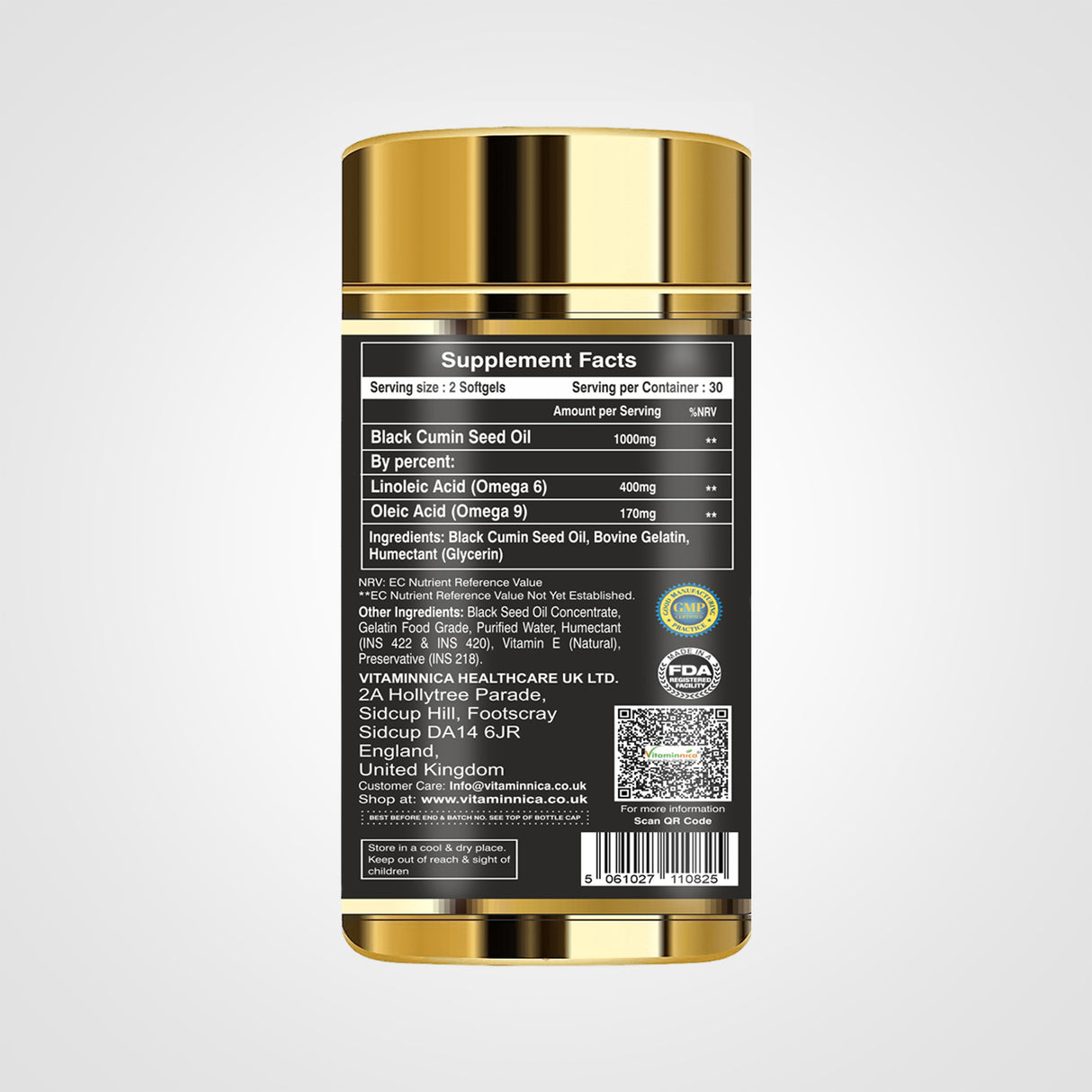 Vitaminnica Schwarzkümmelöl 1000 mg – 60 Kapseln