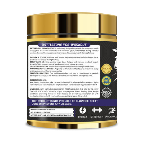 Vitaminnica Battle Zone Pre-workout- Blue Raspberry- 240gms 30 servings