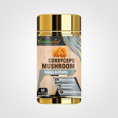 Image showing a container of Vitaminnica Cordyceps Mushroom supplement containing 60 capsules
