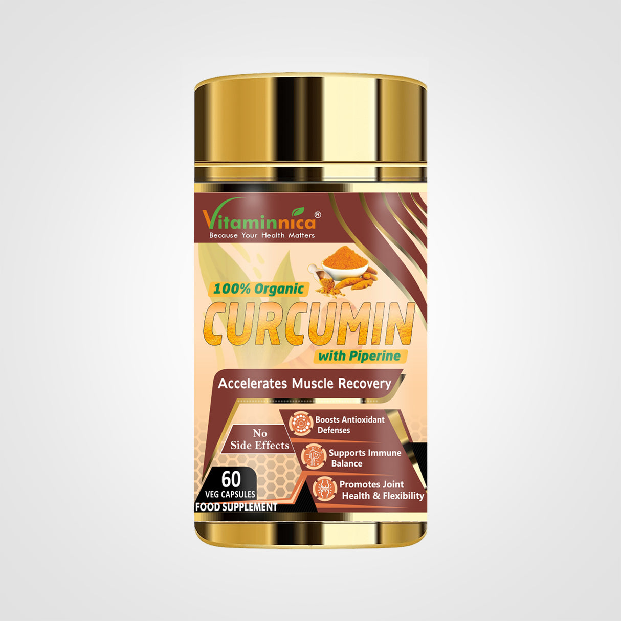 Vitaminnica Curcumin mit Piperin – Bessere Gelenkgesundheit – 60 Kapseln