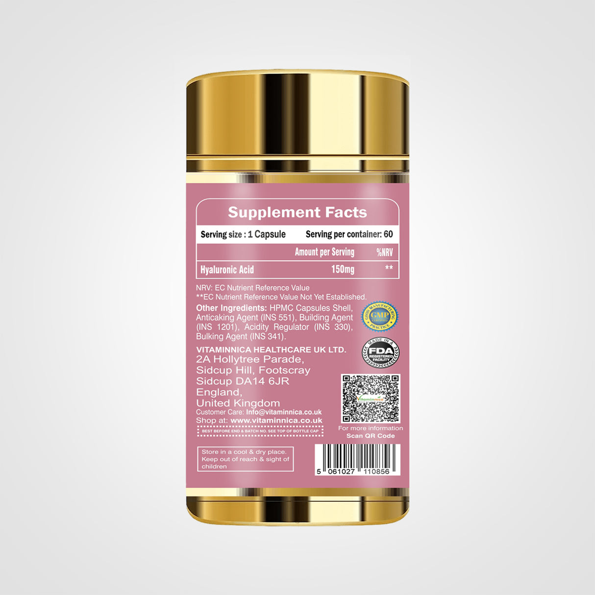 Vitaminnica Acide Hyaluronique 150 mg - Beauté Naturelle | 60 Gélules