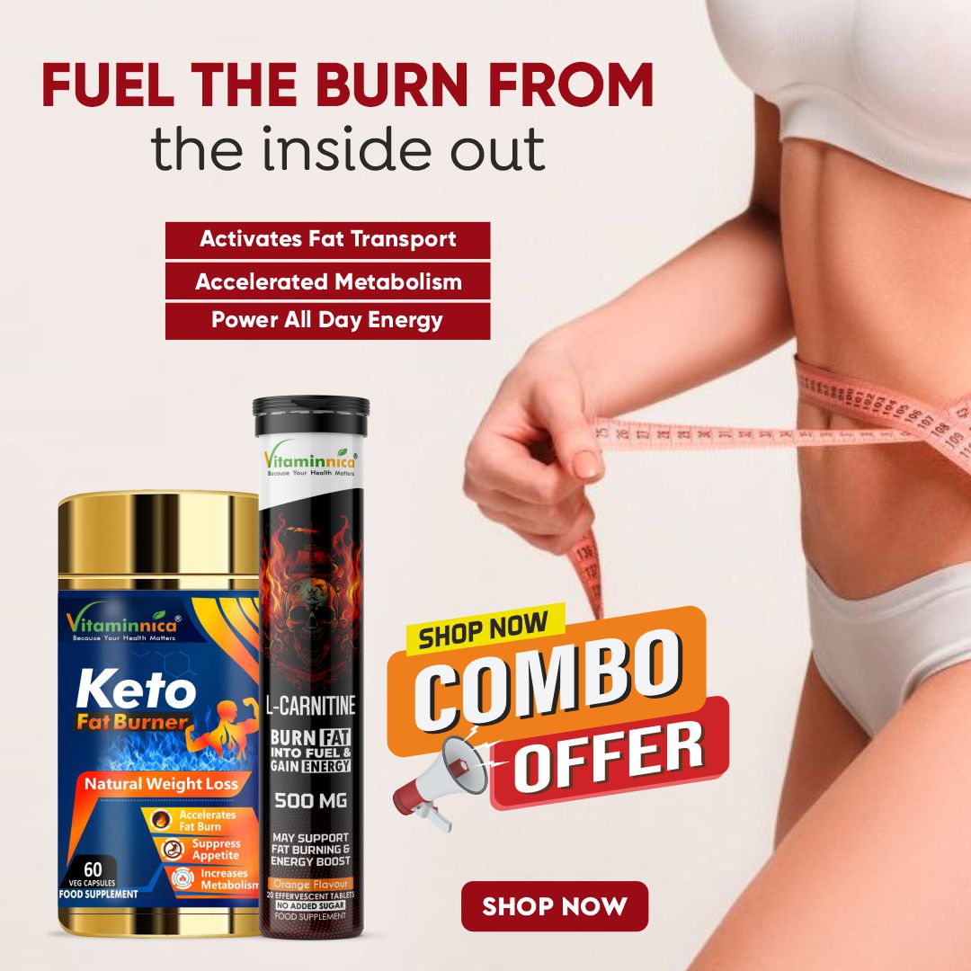 Vitaminnica Keto Fat Burner 60 Capsules with L-Carnitine 20 Effervescent Tablets Orange Flavour – Advanced Weight Management Combo | Metabolism Booster | Energy & Fat Loss Support | Keto Friendly Fat Burner