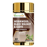 Vitaminnica Wormwood Black Walnut and Clove Capsules High Strength | 3 in 1 Herbal Gut Cleanse & Intestinal Microbiome Balance Complex | 60 Vegan Digestive Health Supplements
