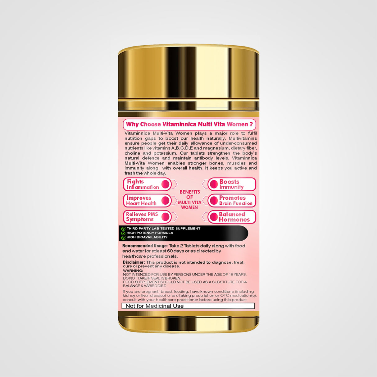 Vitaminnica Multi Vita Women (Multivitamine) – Verbessert das Energieniveau – 60 Tabletten