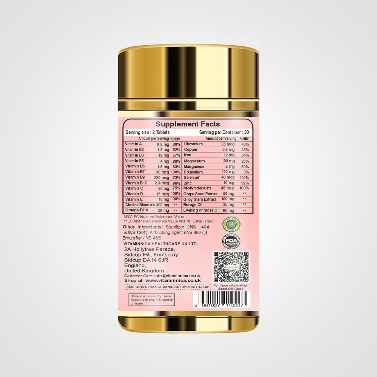 Vitaminnica Multi Vita Women (Multivitamine) – Verbessert das Energieniveau – 60 Tabletten