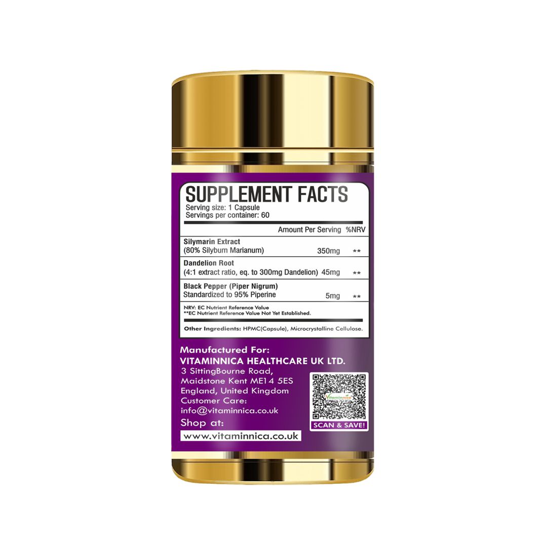 Vitaminnica Complete Liver Health System - Daily Synergy Bundle Combo- Milk Thistle 60 Capsules + 9in1 Liver Detox 20 Effervescent Tablets