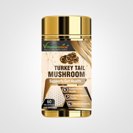 Vitaminnica's Turkey Tail Mushroom Supplements, containing 60 capsules