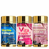 Natural Beauty Bundle- Vitaminnica Marine Collagen+ Vita Youth+ Hyaluronic Acid- 180 Capsules