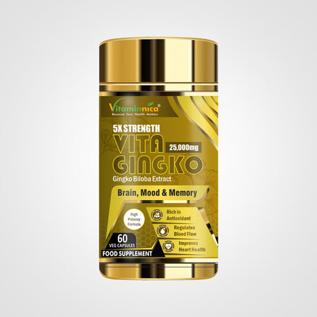 Golden bottle of Vitaminnica Vita Gingko 500mg - 60 Capsules