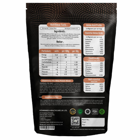 Vitaminnica Vita Gold Whey Protein - Irish Cholocate Flavour| 900gms