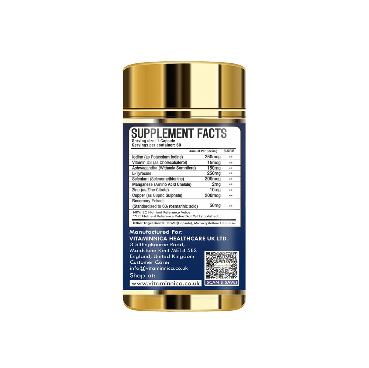 Vitaminnica Thyroid Support - Fonction thyroïdienne saine - 60 capsules