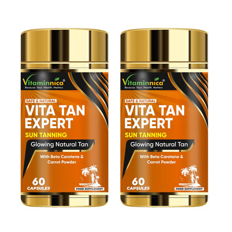 Vitaminnica Vita Tan Expert- Tanning Accelerator- 60 Vegan Capsules | Natural Sun Protector with Beta Carotene