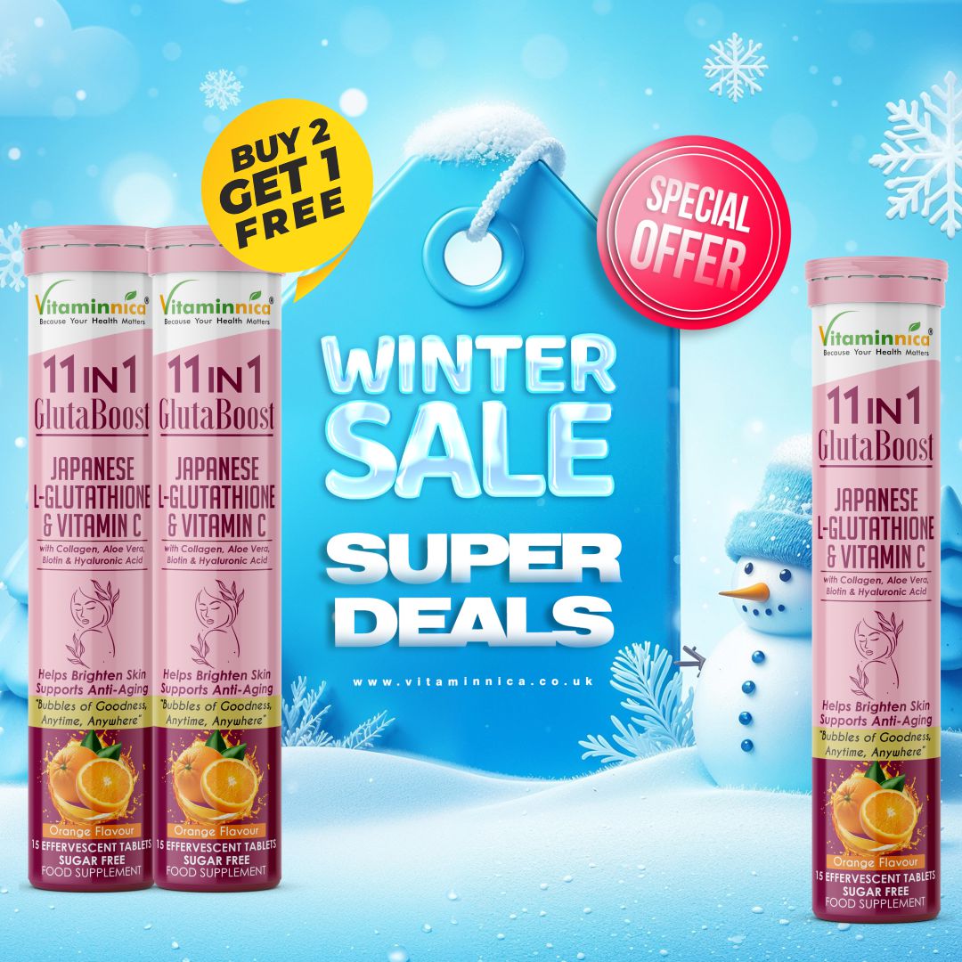 Vitaminnica Japanese Glutathione 11-in-1 Effervescent Tablets Orange Flavour – Buy 2 Get 1 Free | Skin Glow, Brightening, Antioxidant & Detox Support | Vegan, Sugar Free