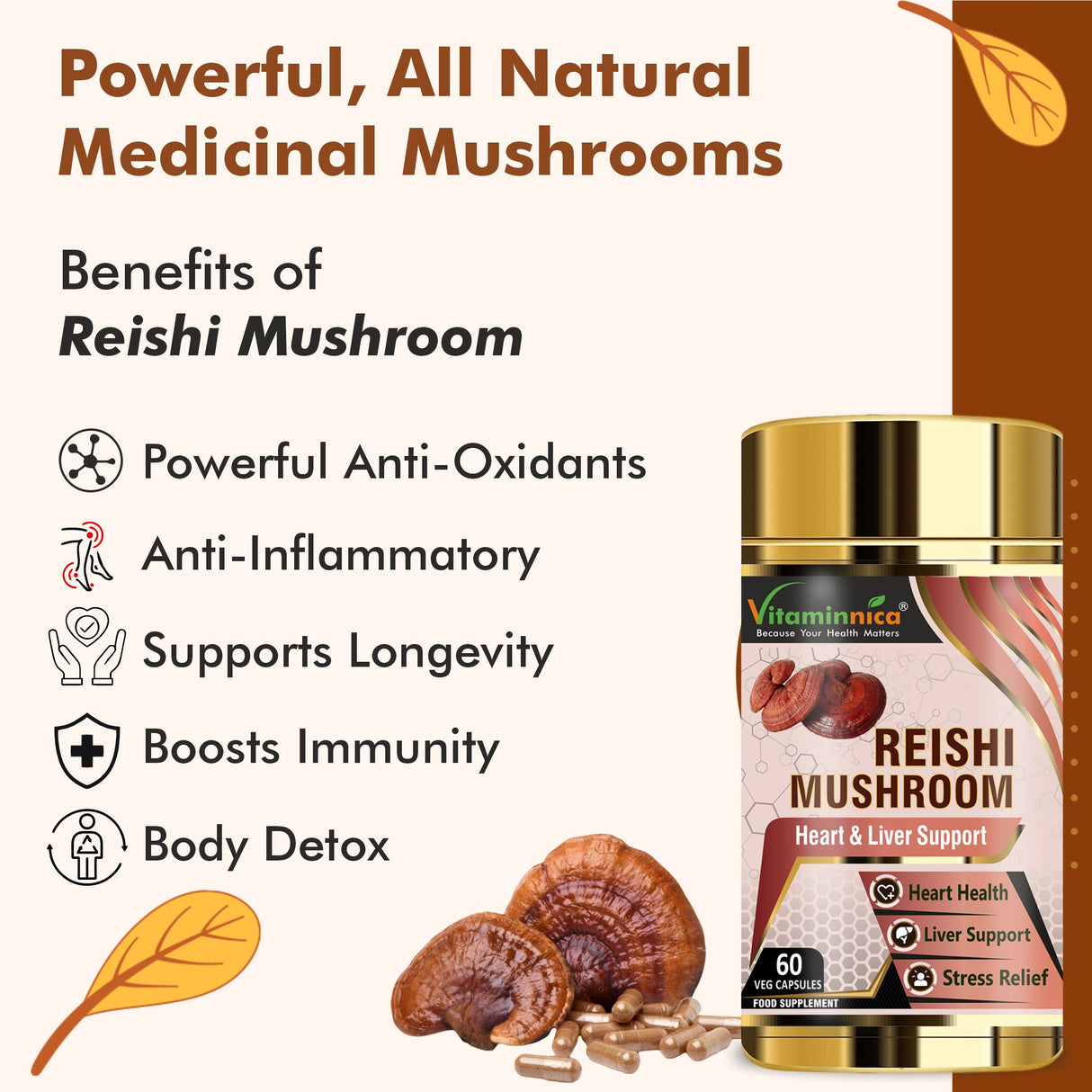 Vitaminnica Reishi Mushroom- 60 Capsules