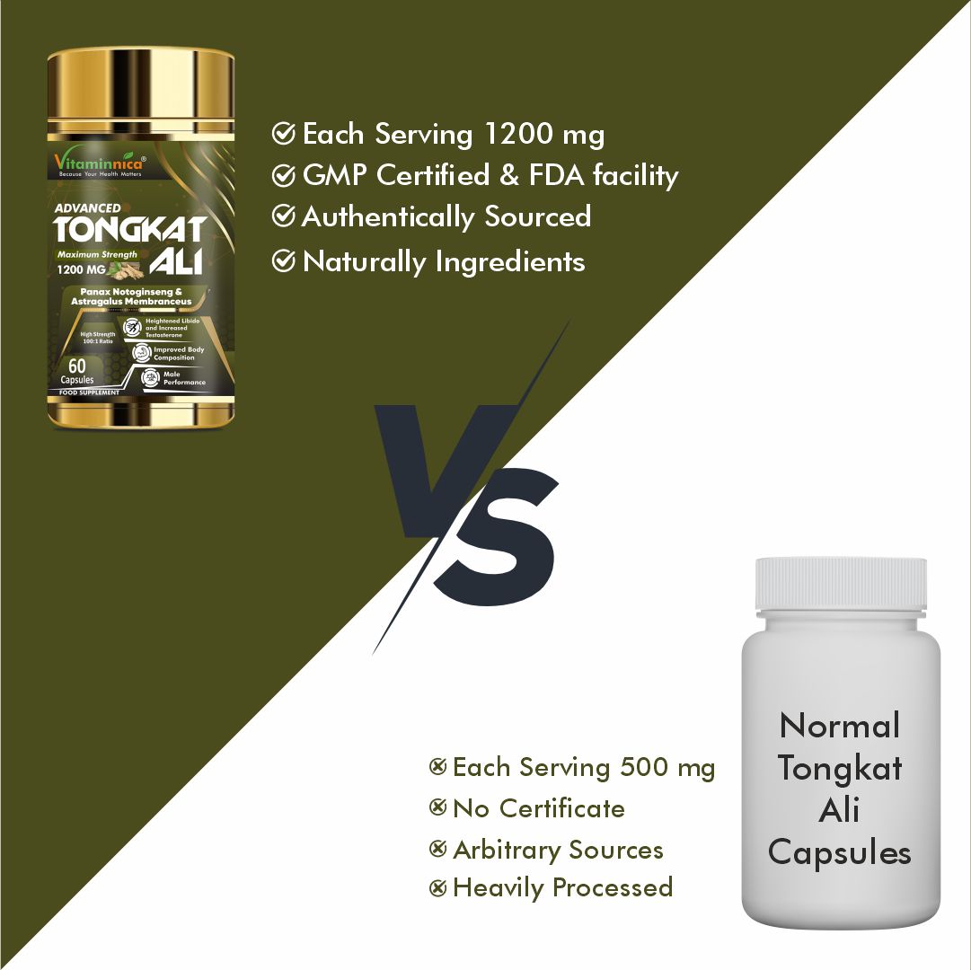 Vitaminnica Tongkat Ali- 60 Capsules | Premium Extract for Energy, Stamina, Testosterone Support & Vitality